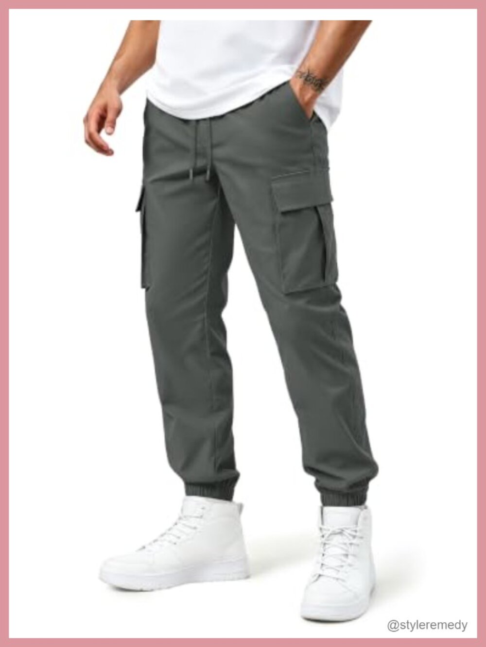 Men's Cargo Joggers Stretch Sweatpants with Pockets Casual Athletic